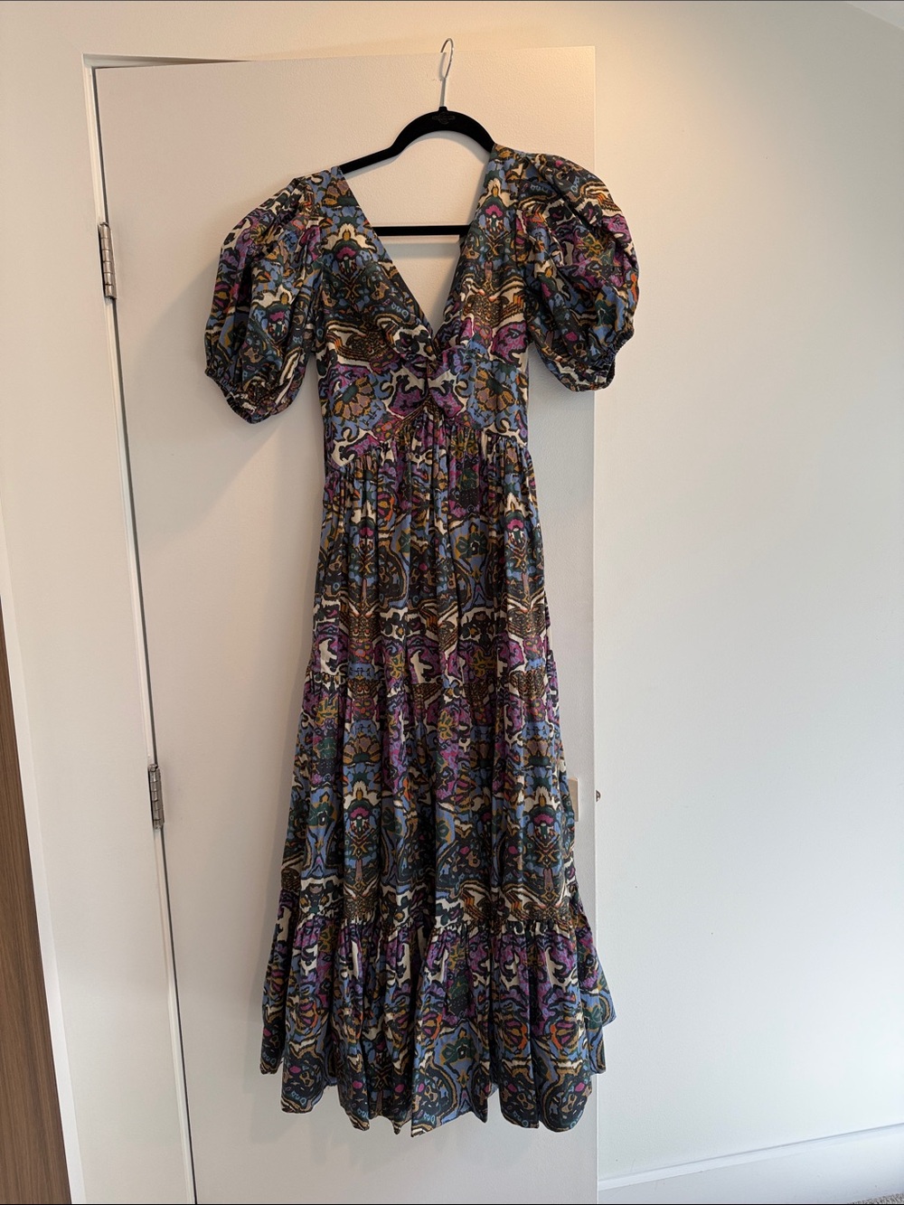 Cleobella Multicolor Paisley Puff-Sleeve Maxi Dress